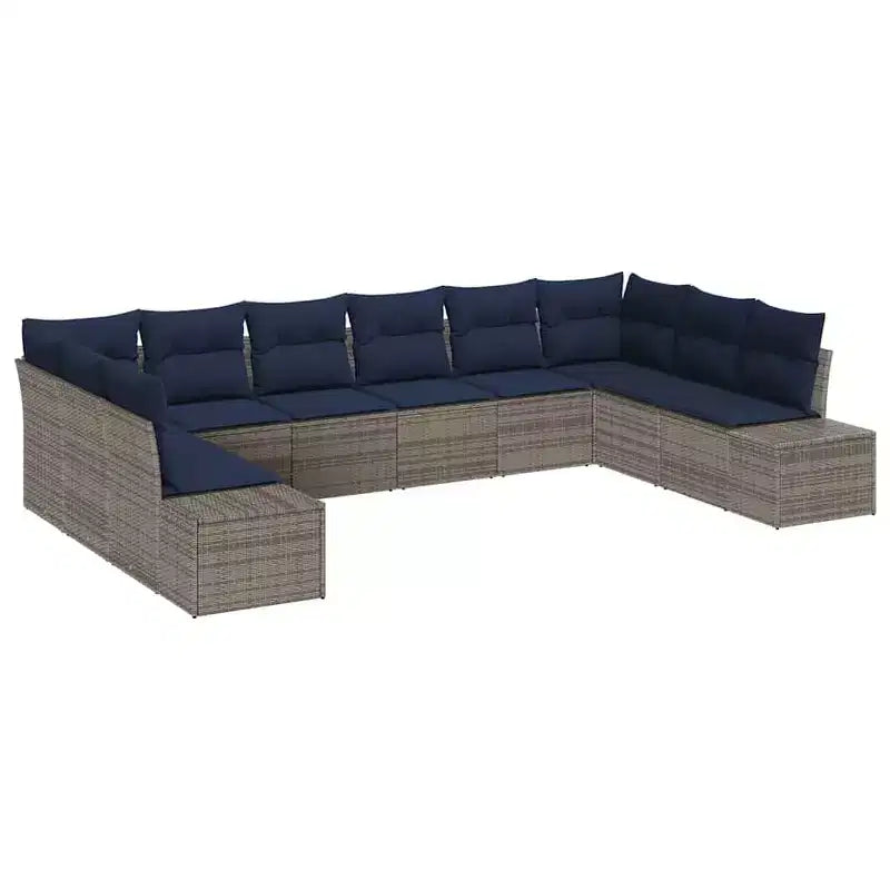 vidaXL Garden Sofa Set with Cushion 10 pcs Brown Poly rattan