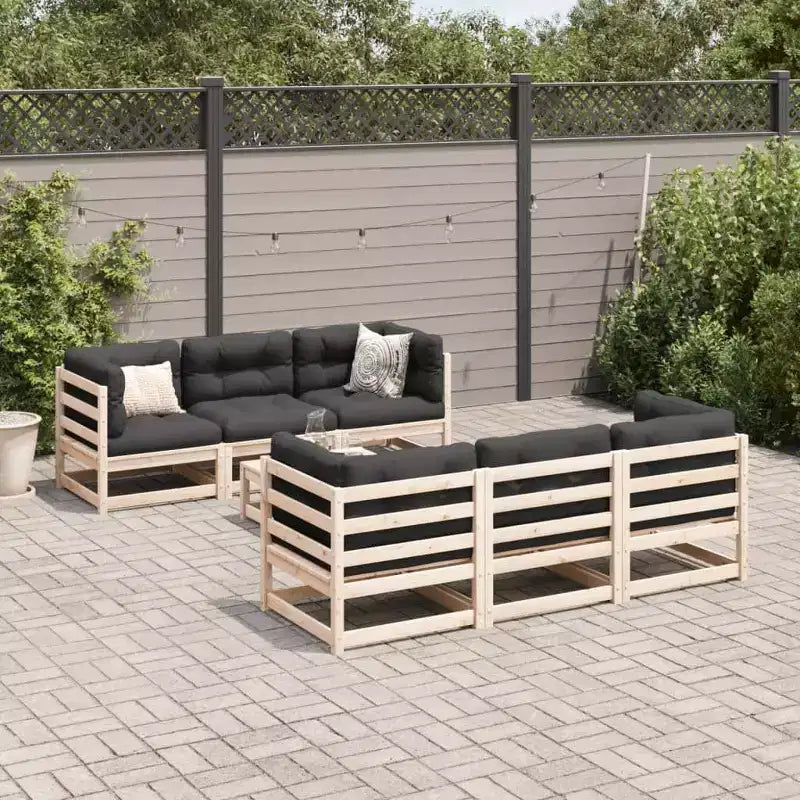 vidaXL Patio Sofa Set Outdoor Conversation Furniture 7 Piece Solid Wood Pine