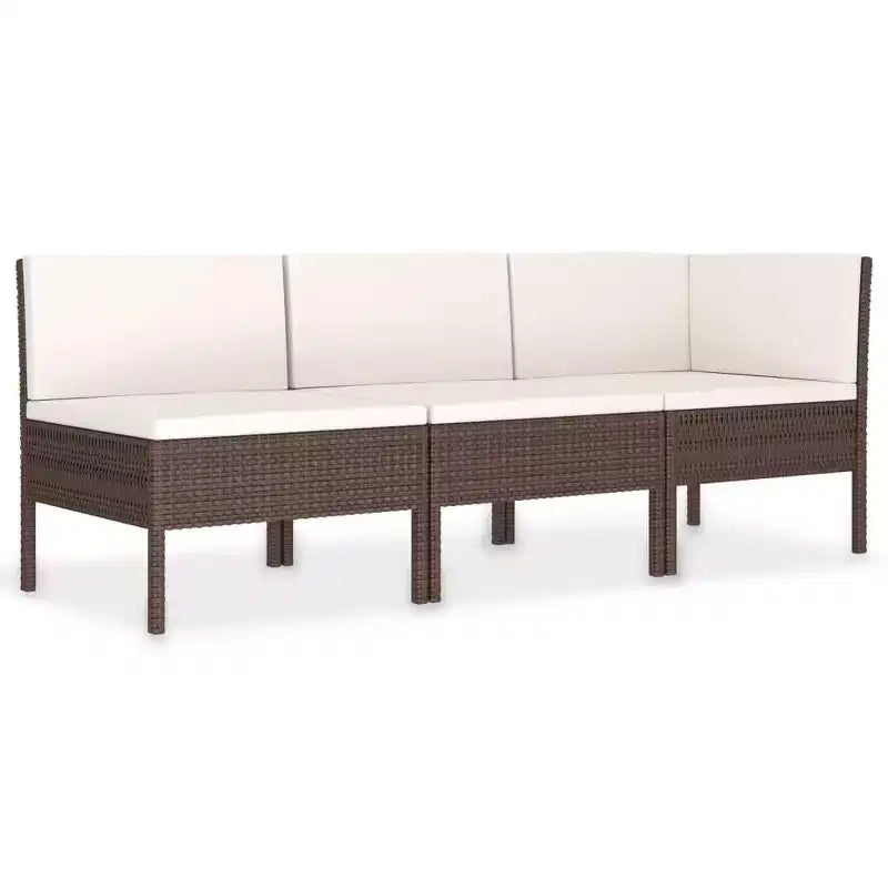 vidaXL Set Mobili da Giardino 3 pz Set Divano Sezionale da Esterno in Polyrattan