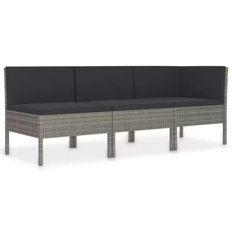 vidaXL Set Mobili da Giardino 3 pz Set Divano Sezionale da Esterno in Polyrattan
