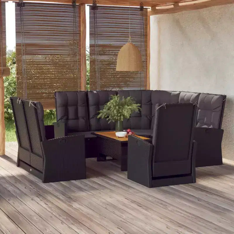 vidaXL Set Mobili da Giardino Divano Sezionale a 4 Pezzi con Cuscini Polyrattan