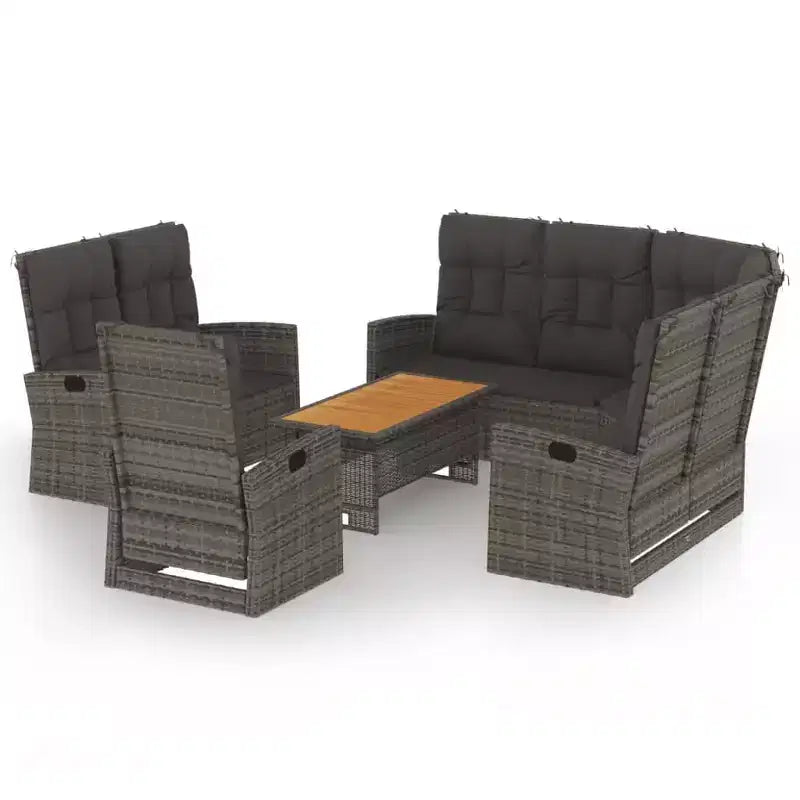 vidaXL Set Mobili da Giardino Divano Sezionale a 4 Pezzi con Cuscini Polyrattan