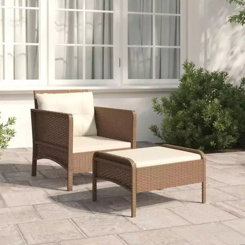 vidaXL Set Mobili da Giardino 2 Pezzi Sedia da Esterno con Cuscini in Poly Rattan