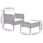 vidaXL Set Mobili da Giardino 2 Pezzi Sedia da Esterno con Cuscini in Poly Rattan