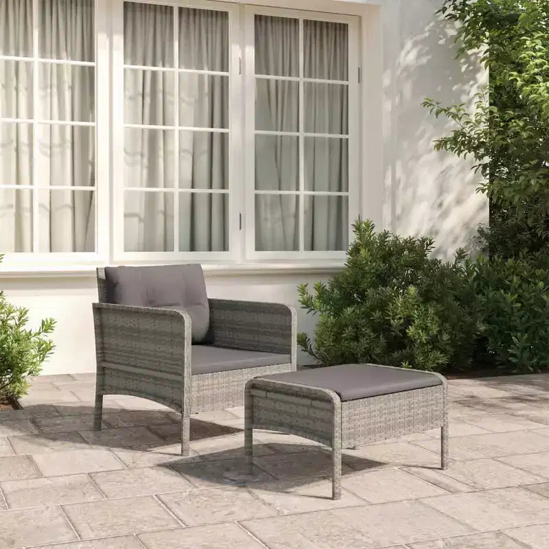 vidaXL Set Mobili da Giardino 2 Pezzi Sedia da Esterno con Cuscini in Poly Rattan
