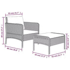 vidaXL Set Mobili da Giardino 2 Pezzi Sedia da Esterno con Cuscini in Poly Rattan