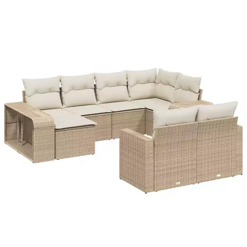vidaXL Set Divani da Giardino con Cuscini Arredamento per Esterni 10 Pezzi in Polyrattan