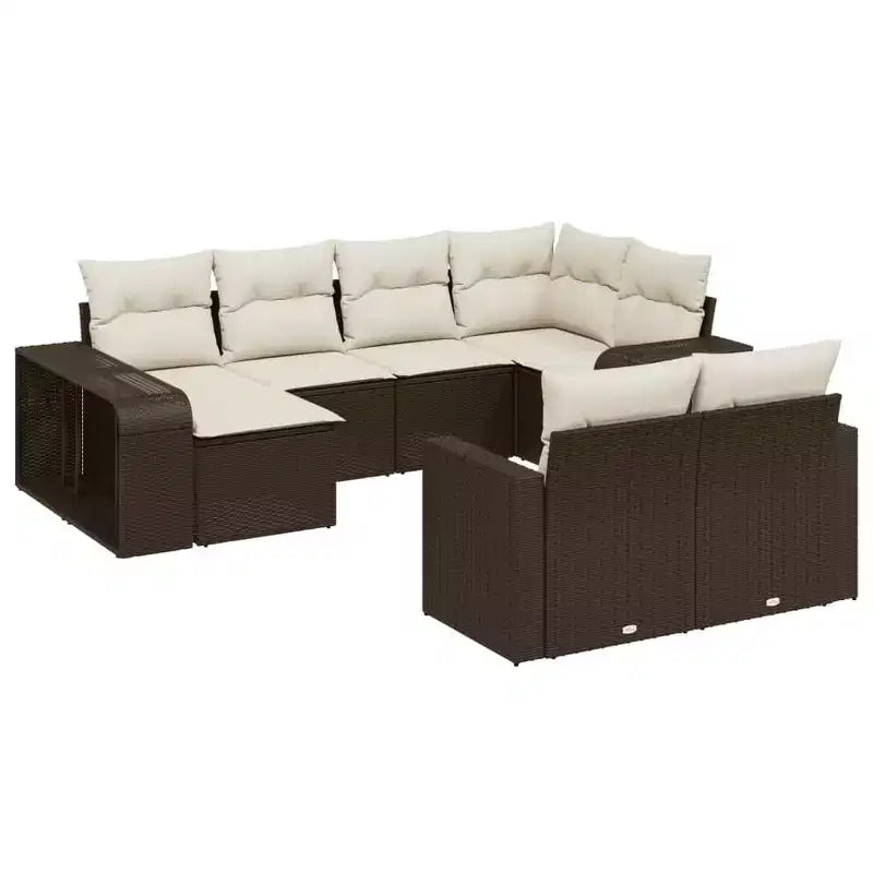 vidaXL Set Divani da Giardino con Cuscini Arredamento per Esterni 10 Pezzi in Polyrattan