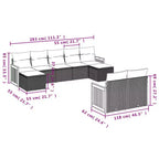 vidaXL Patio Sofa Set, Modular Outdoor Sectional with Cushions, Poly Rattan, Black or Gray, With or Without Table