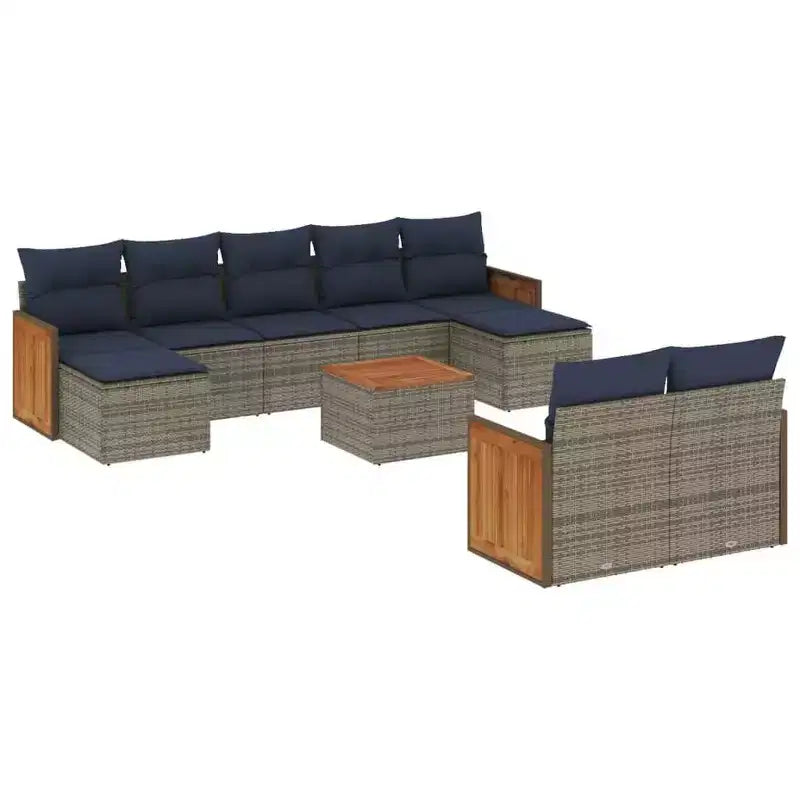 vidaXL Patio Sofa Set, Modular Outdoor Sectional with Cushions, Poly Rattan, Black or Gray, With or Without Table