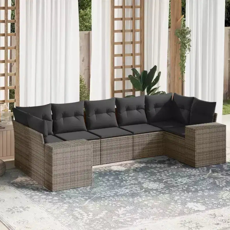 vidaXL Salotto da Giardino, Rattan Sintetico e Acciaio Verniciato a Polvere, Modulare da Interno/Esterno, 7 Pezzi