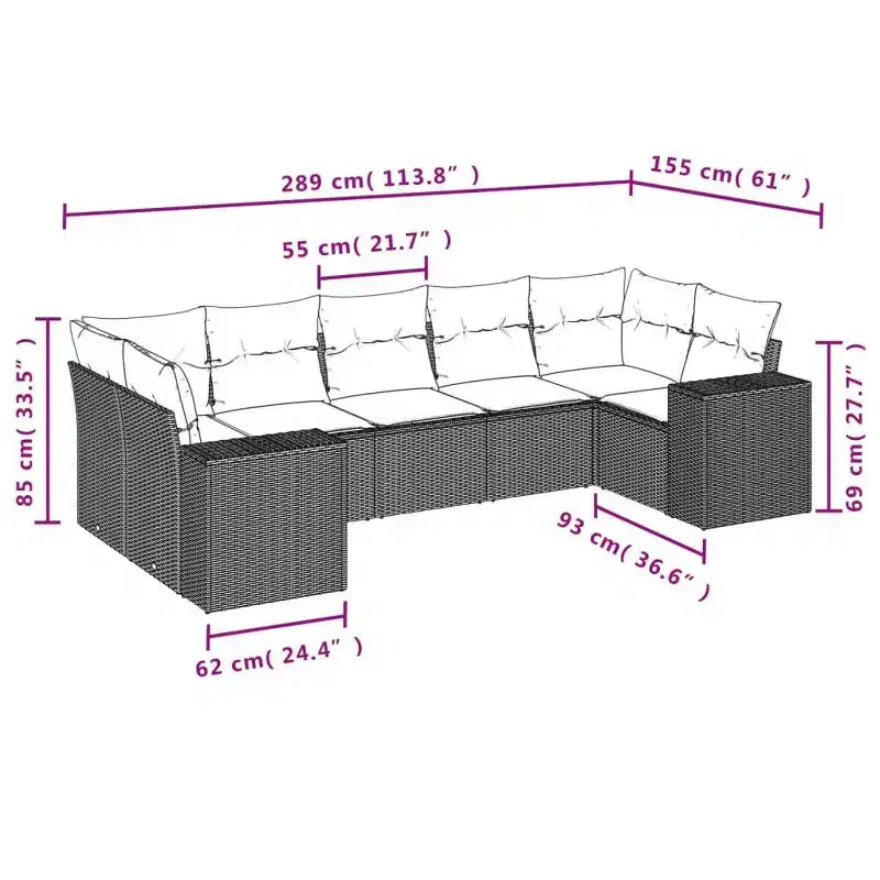 vidaXL Salotto da Giardino, Rattan Sintetico e Acciaio Verniciato a Polvere, Modulare da Interno/Esterno, 7 Pezzi