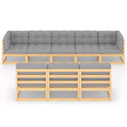 vidaXL Patio Furniture Set 8 Piece Sofa Set with Cushions Solid Wood Pine