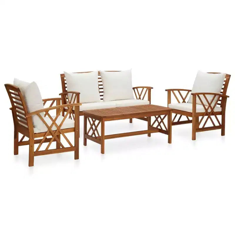 vidaXL Set divani da giardino 3 pz in legno massello di acacia oliato Naturale