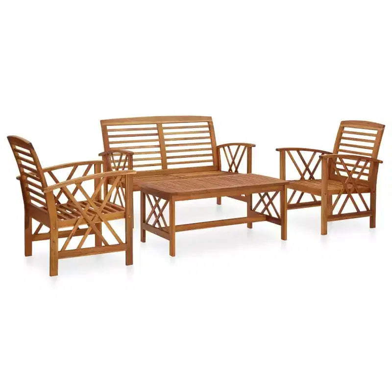 vidaXL Set divani da giardino 3 pz in legno massello di acacia oliato Naturale