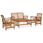 vidaXL Set divani da giardino 3 pz in legno massello di acacia oliato Naturale