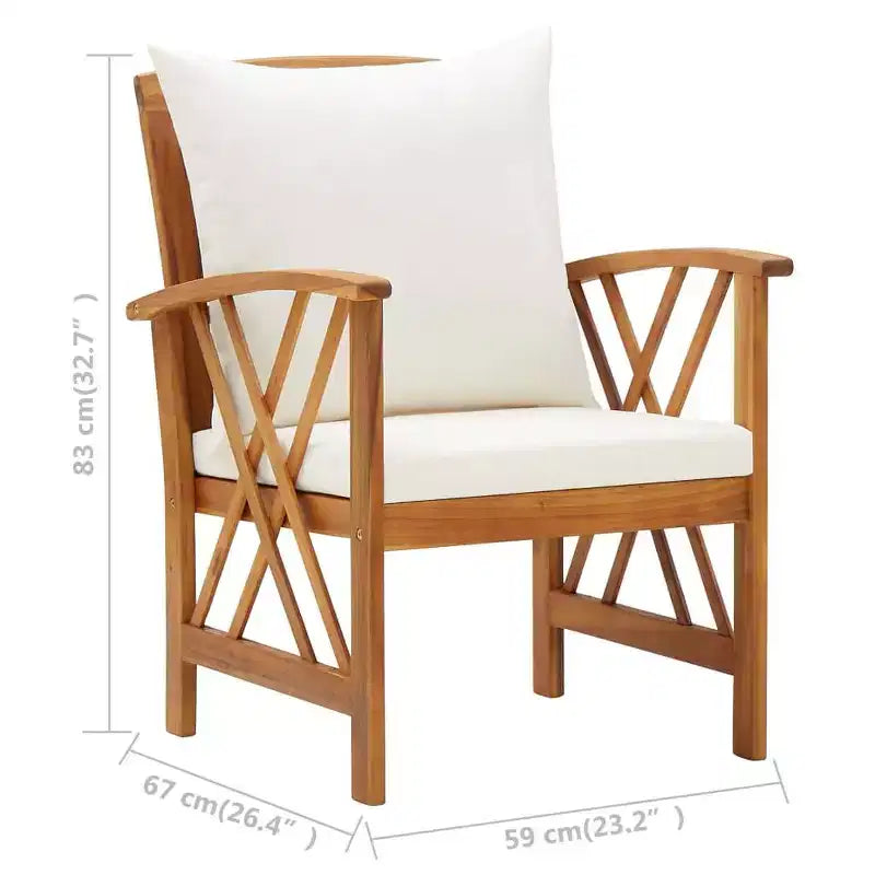 vidaXL Set divani da giardino 3 pz in legno massello di acacia oliato Naturale