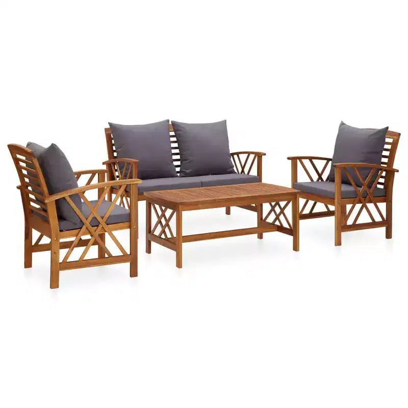 vidaXL Set divani da giardino 3 pz in legno massello di acacia oliato Naturale
