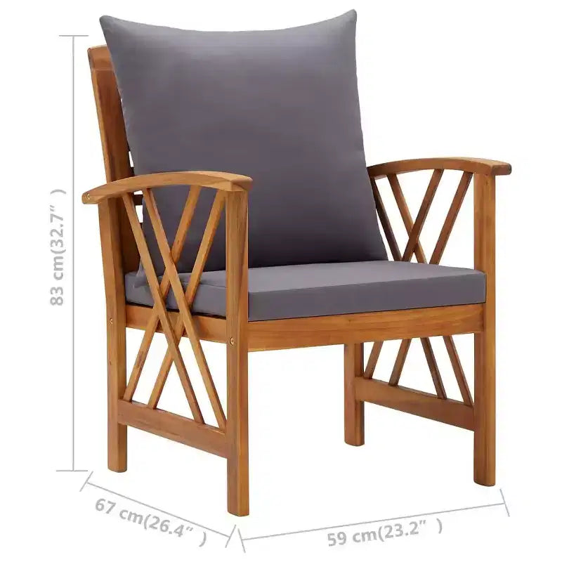vidaXL Set divani da giardino 3 pz in legno massello di acacia oliato Naturale