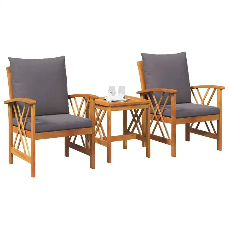 vidaXL Set divani da giardino 3 pz in legno massello di acacia oliato Naturale