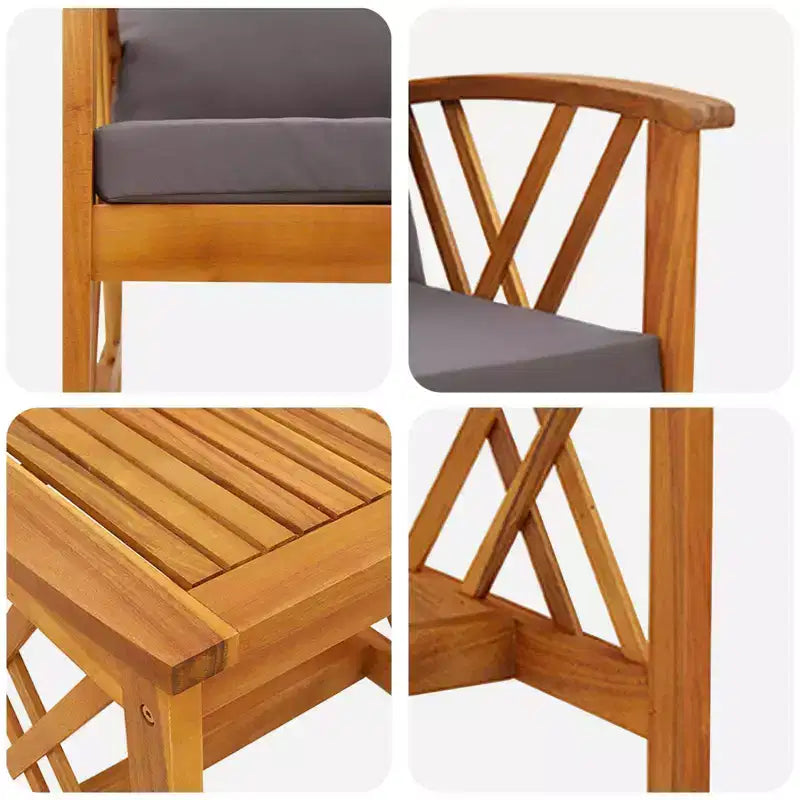 vidaXL Set divani da giardino 3 pz in legno massello di acacia oliato Naturale