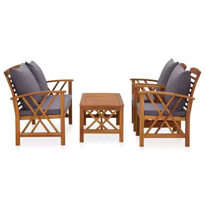 vidaXL Set divani da giardino 3 pz in legno massello di acacia oliato Naturale