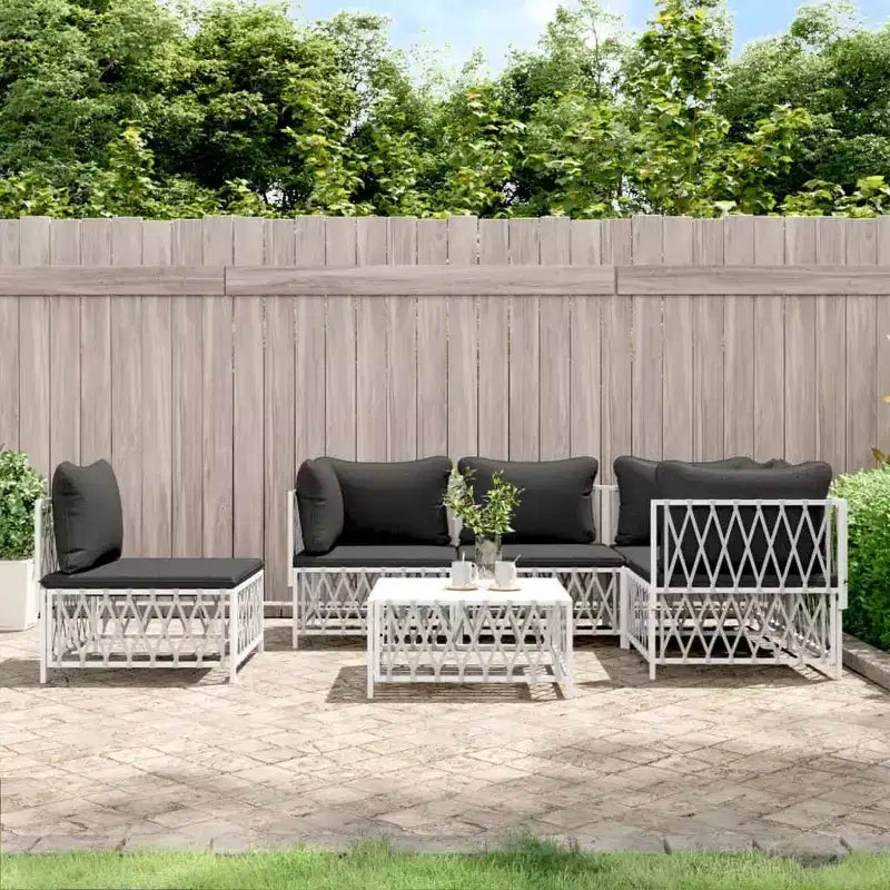 vidaXL Set Salotto da Giardino 6 pz con Cuscini Acciaio Antracite