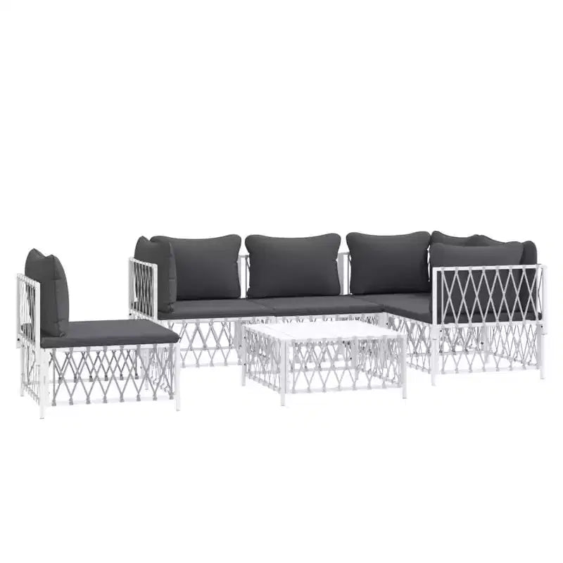 vidaXL Set Salotto da Giardino 6 pz con Cuscini Acciaio Antracite