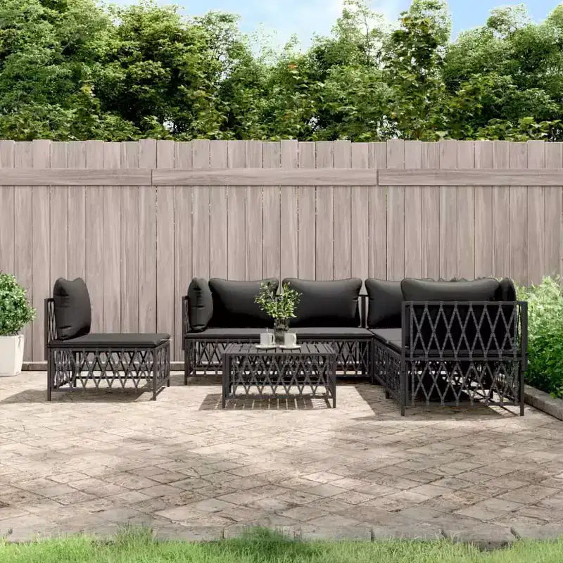 vidaXL Set Salotto da Giardino 6 pz con Cuscini Acciaio Antracite
