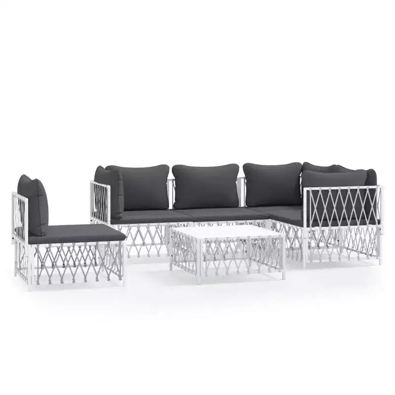 vidaXL Set Salotto da Giardino 6 pz con Cuscini Acciaio Antracite
