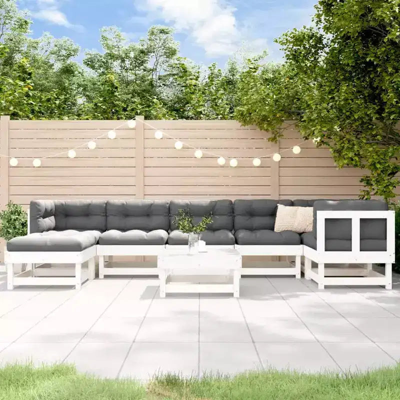 vidaXL Set Salotto da Giardino con Cuscini, 8 pz, in Legno Massello