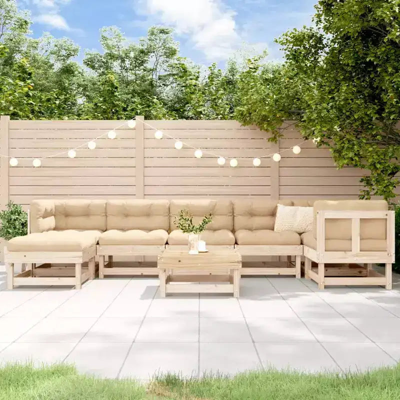 vidaXL Set Salotto da Giardino con Cuscini, 8 pz, in Legno Massello