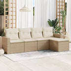 vidaXL Set Divani da Giardino 6 pz con Cuscini in Polirattan Marrone e Crema con Tavolo