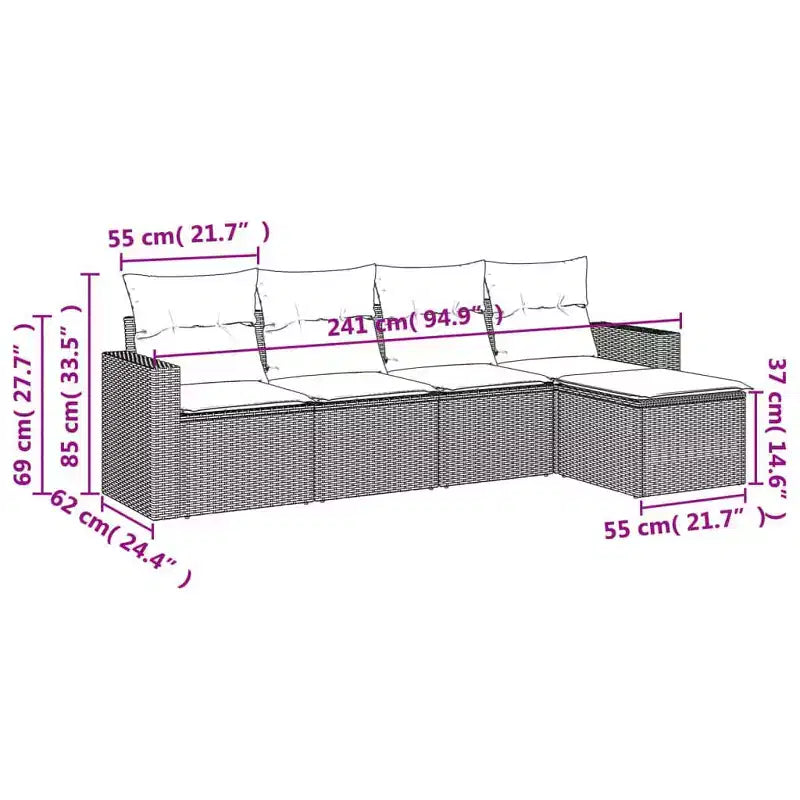 vidaXL Set Divani da Giardino 6 pz con Cuscini in Polirattan Marrone e Crema con Tavolo