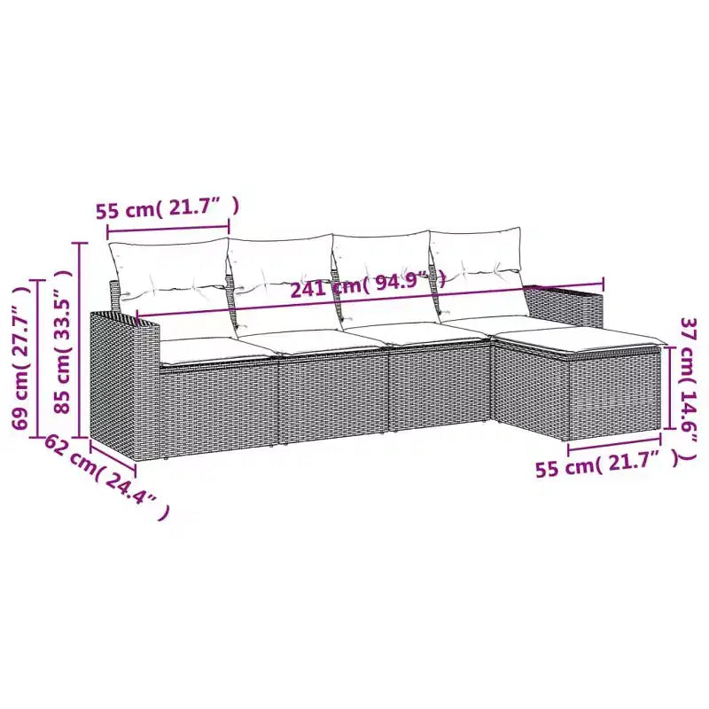 vidaXL Set Divani da Giardino 6 pz con Cuscini in Polirattan Marrone e Crema con Tavolo