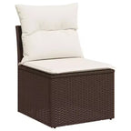 vidaXL Set Divani da Giardino 6 pz con Cuscini in Polirattan Marrone e Crema con Tavolo