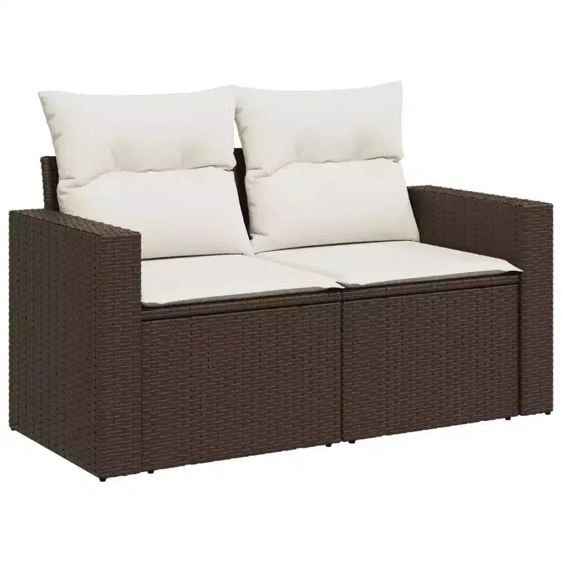 vidaXL Set Divani da Giardino 6 pz con Cuscini in Polirattan Marrone e Crema con Tavolo