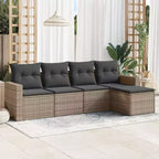 vidaXL Set Divani da Giardino 6 pz con Cuscini in Polirattan Marrone e Crema con Tavolo