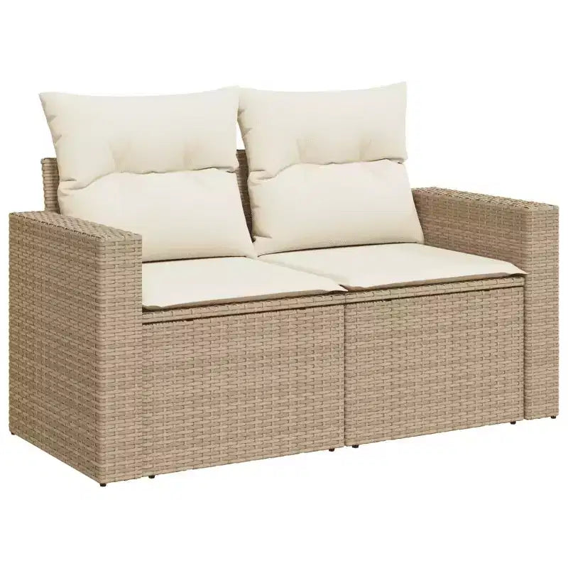 vidaXL Set Divani da Giardino 6 pz con Cuscini in Polirattan Marrone e Crema con Tavolo