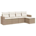 vidaXL Set Divani da Giardino 6 pz con Cuscini in Polirattan Marrone e Crema con Tavolo