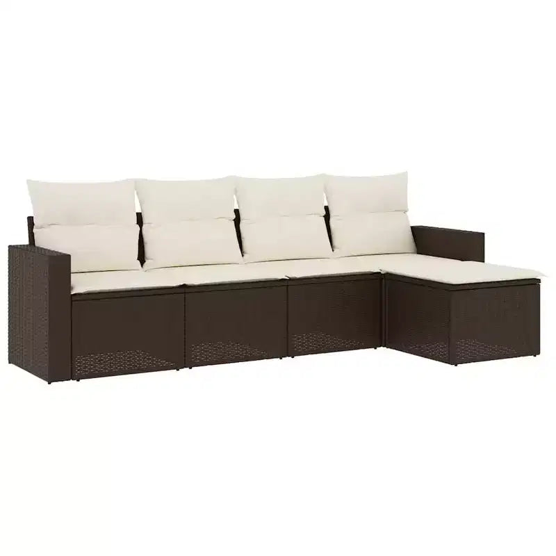 vidaXL Set Divani da Giardino 6 pz con Cuscini in Polirattan Marrone e Crema con Tavolo