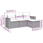 vidaXL Set Divani da Giardino 4 pz con Cuscini Polyrattan