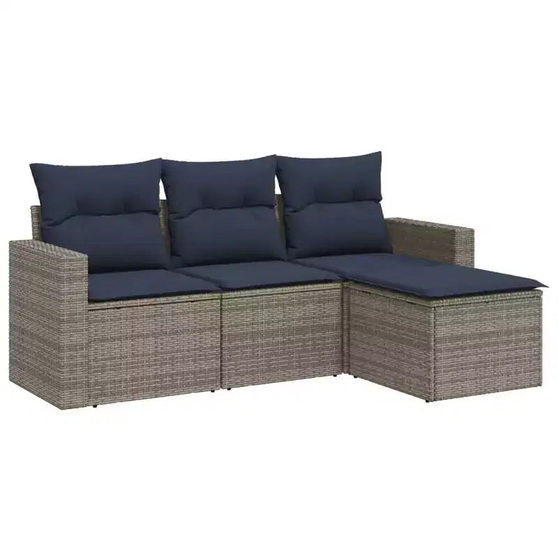 vidaXL Set Divani da Giardino 4 pz con Cuscini Polyrattan