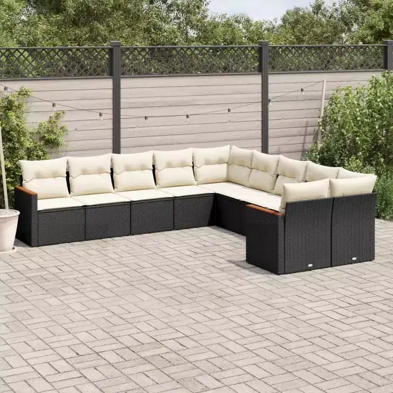 vidaXL Set Divani da Giardino 10 pz con Cuscini in Poly Rattan
