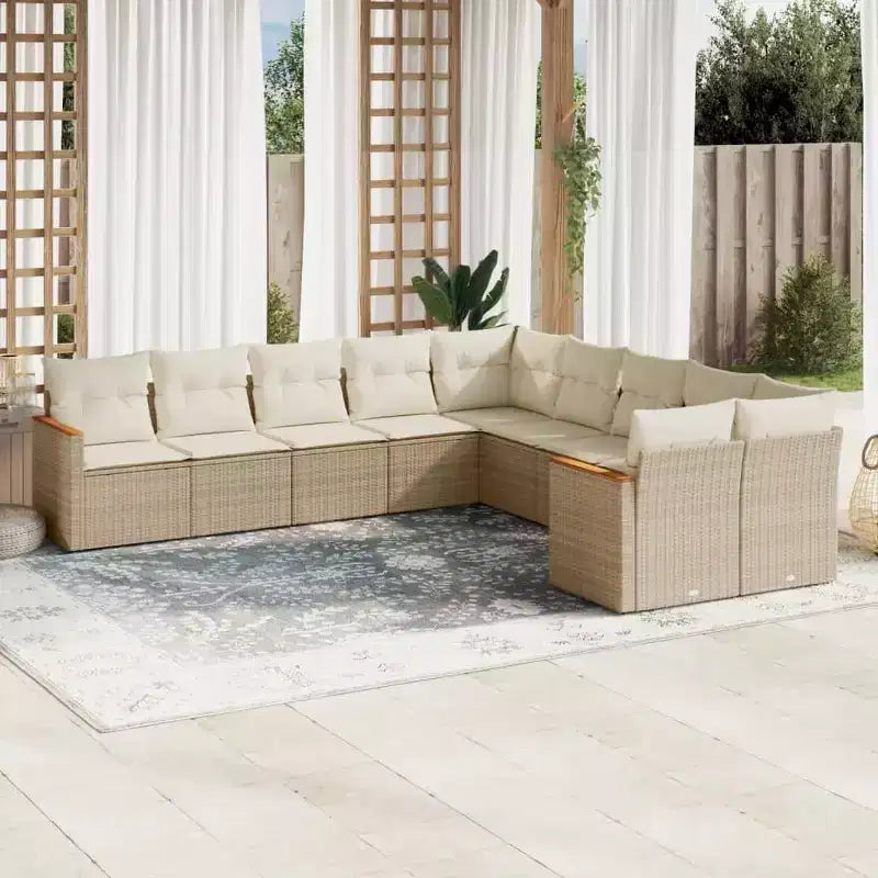 vidaXL Set Divani da Giardino 10 pz con Cuscini in Poly Rattan