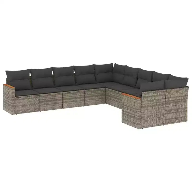 vidaXL Set Divani da Giardino 10 pz con Cuscini in Poly Rattan