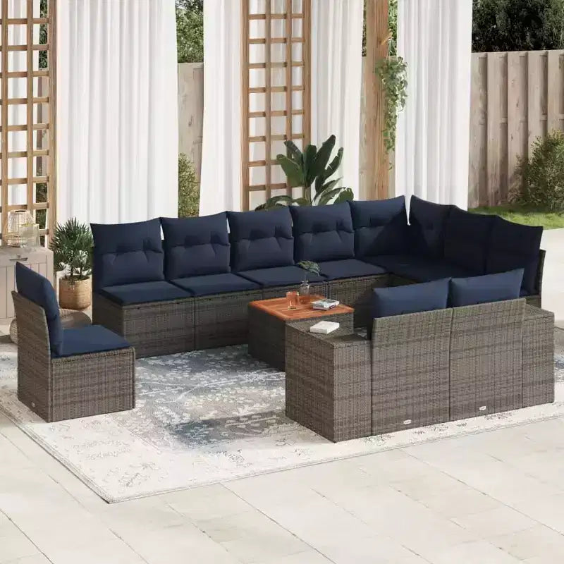 vidaXL Set Divani da Giardino 11 pz con Cuscini in Poly Rattan