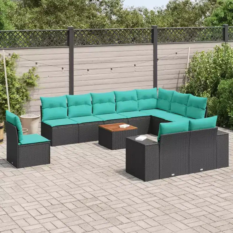 vidaXL Set Divani da Giardino 11 pz con Cuscini in Poly Rattan