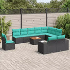 vidaXL Set Divani da Giardino 11 pz con Cuscini in Poly Rattan