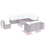 vidaXL Set Divani da Giardino 11 pz con Cuscini in Poly Rattan